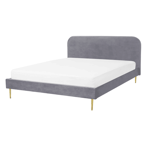 Cama Veludo FLAYAT 140 x 200 cm Cinzento