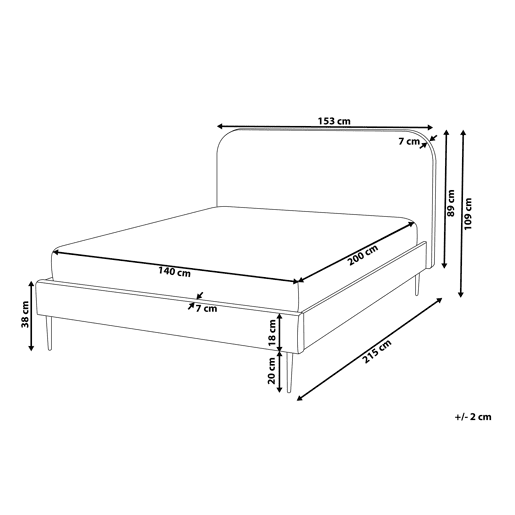 Cama Veludo FLAYAT 140 x 200 cm Cinzento