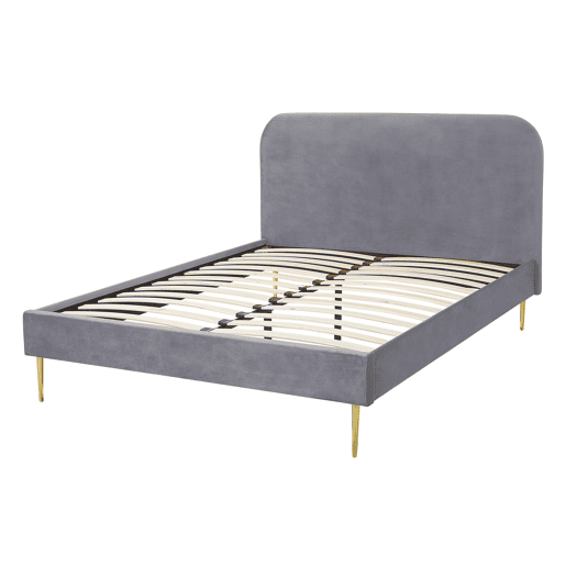 Cama Veludo FLAYAT 140 x 200 cm Cinzento