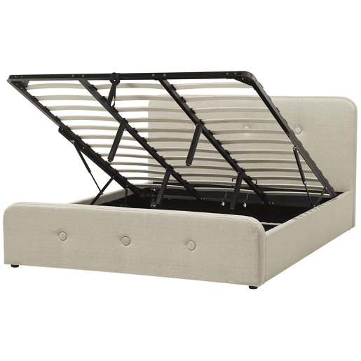Cama baú Linho sintético RENNES 180 x 200 cm Creme