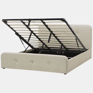 Cama baú Linho sintético RENNES 180 x 200 cm Creme