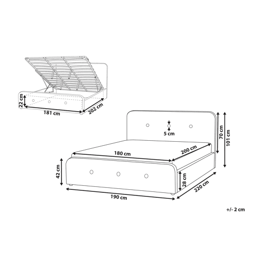 Cama baú Linho sintético RENNES 180 x 200 cm Creme