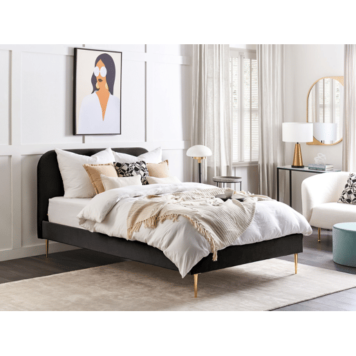 Cama Veludo FLAYAT 140 x 200 cm Preto