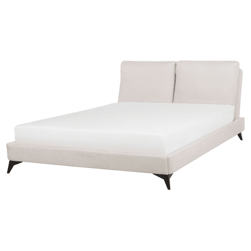 Cama Chenille MELLE 160 x 200 cm Creme claro