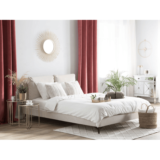Cama Chenille MELLE 160 x 200 cm Creme claro