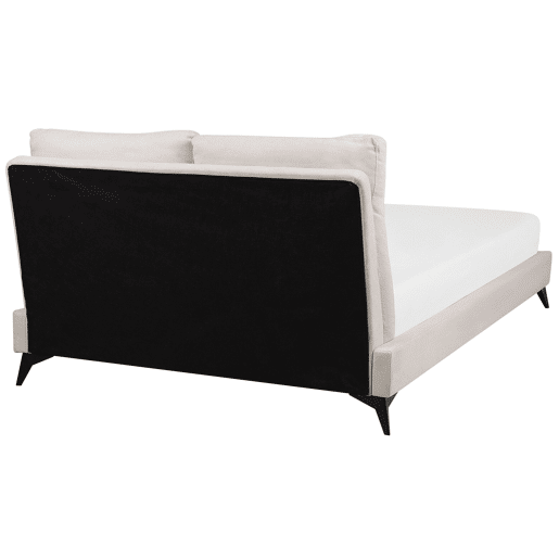 Cama Chenille MELLE 160 x 200 cm Creme claro