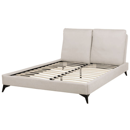 Cama Chenille MELLE 160 x 200 cm Creme claro