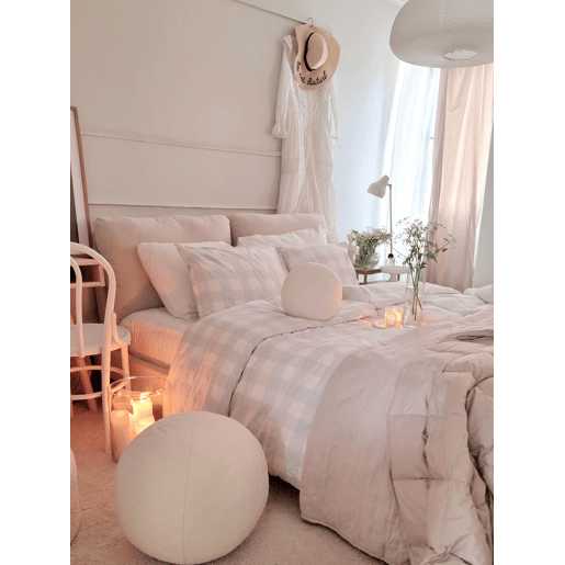 Cama Chenille MELLE 160 x 200 cm Creme claro