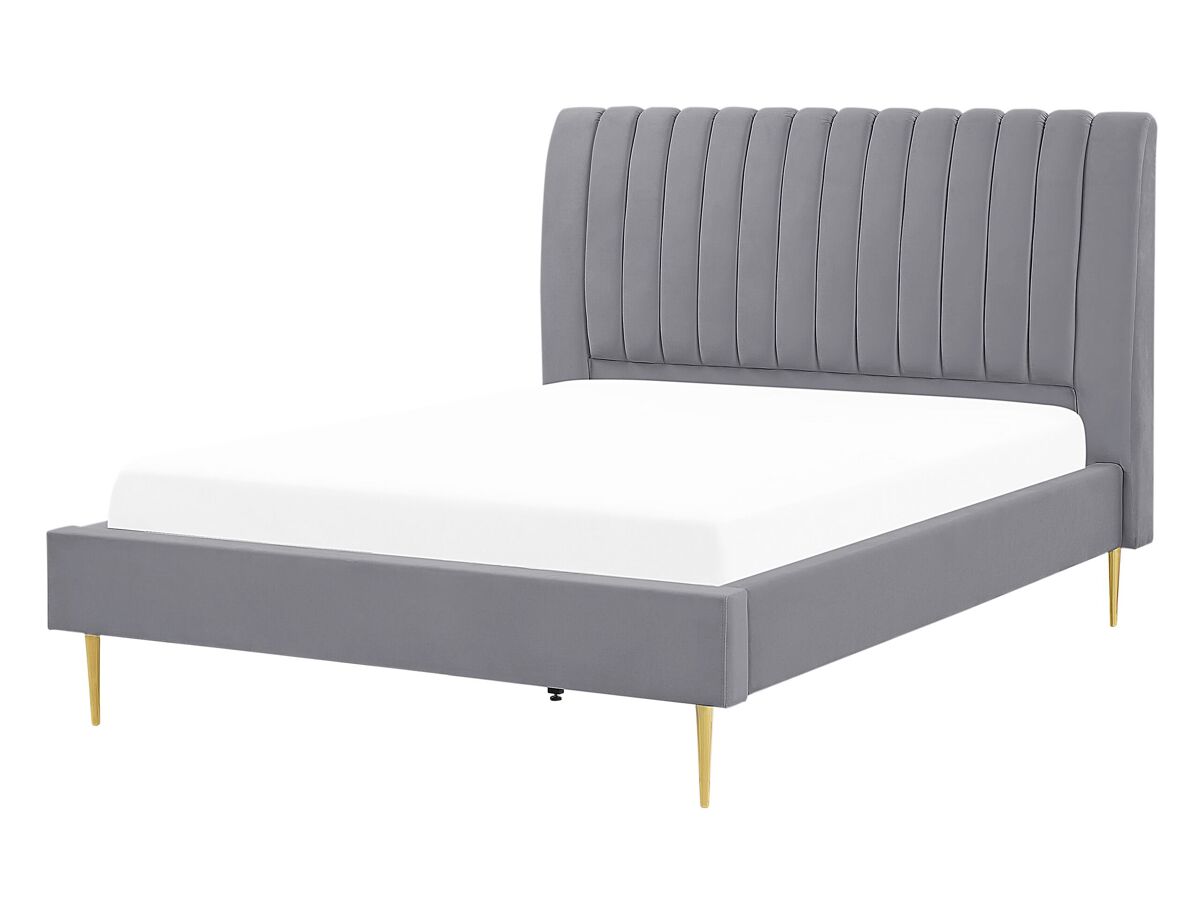 Beliani Cama Terciopelo MARVILLE 162x225 Gris