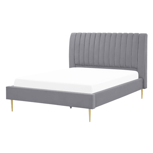 Cama Veludo MARVILLE 140 x 200 cm Cinzento