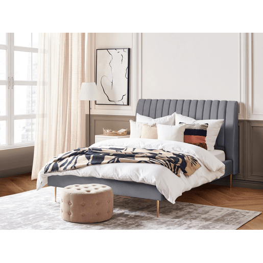 Cama Veludo MARVILLE 140 x 200 cm Cinzento