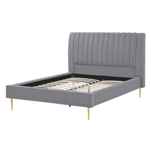 Cama Veludo MARVILLE 140 x 200 cm Cinzento