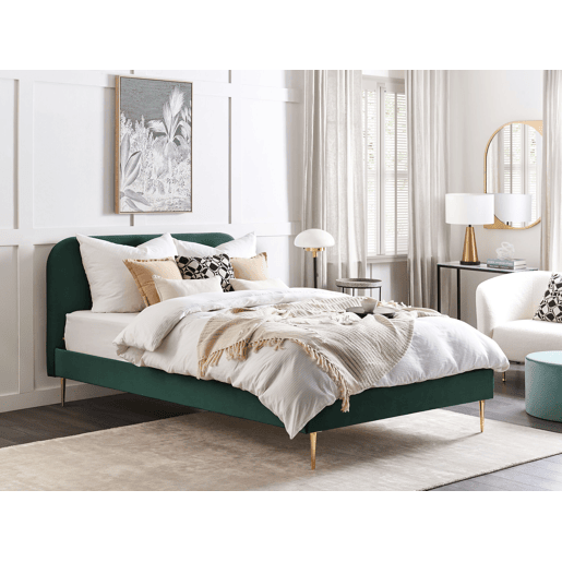Cama Veludo FLAYAT 160 x 200 cm Verde esmeralda