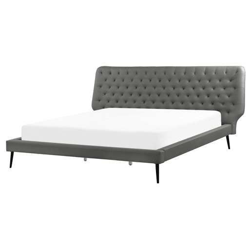 Cama Pele sintética ESSONNE 160 x 200 cm Cinzento