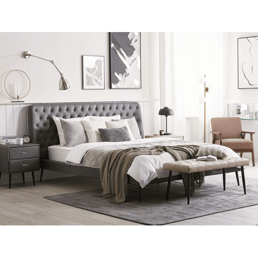 Cama Pele sintética ESSONNE 160 x 200 cm Cinzento
