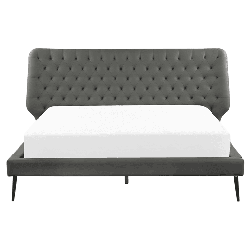 Cama Pele sintética ESSONNE 160 x 200 cm Cinzento
