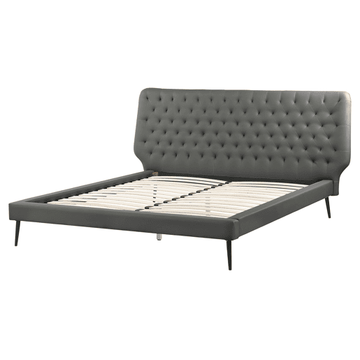 Cama Pele sintética ESSONNE 160 x 200 cm Cinzento