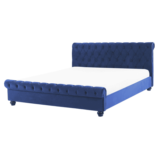 Cama Veludo AVALLON 160 x 200 cm Azul marinho