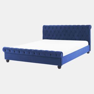Cama Veludo AVALLON 160 x 200 cm Azul marinho