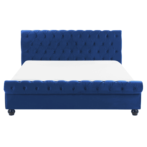 Cama Veludo AVALLON 160 x 200 cm Azul marinho