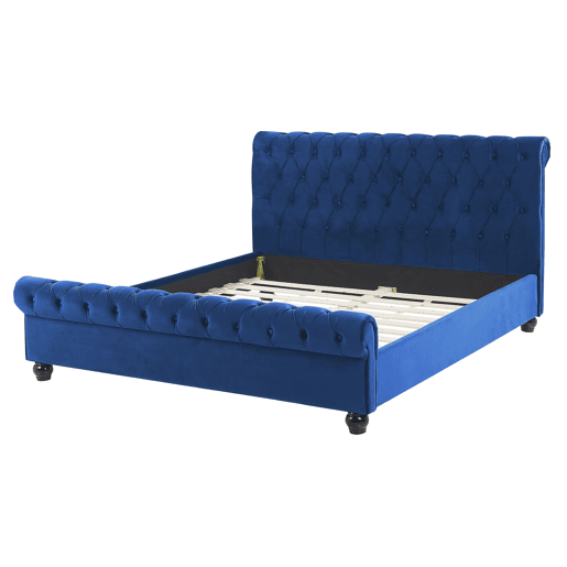 Cama Veludo AVALLON 160 x 200 cm Azul marinho