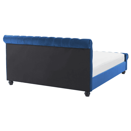 Cama Veludo AVALLON 160 x 200 cm Azul marinho