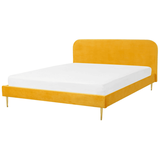 Cama Veludo FLAYAT 180 x 200 cm Amarelo