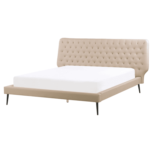 Cama Pele sintética ESSONNE 160 x 200 cm Creme