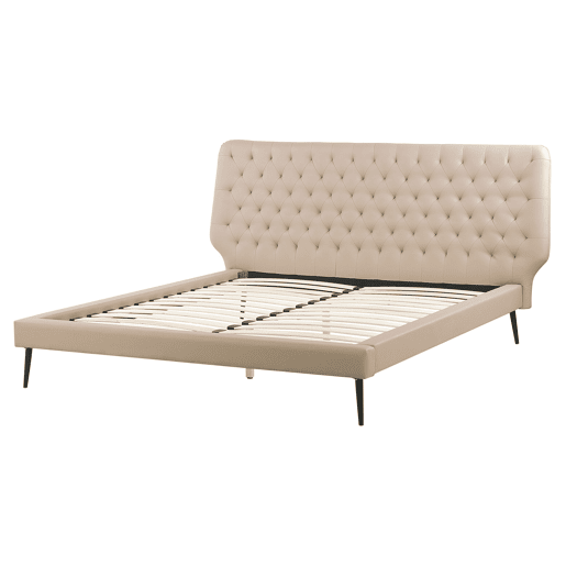 Cama Pele sintética ESSONNE 160 x 200 cm Creme
