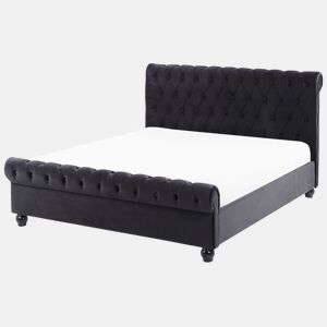 Cama Veludo AVALLON 140 x 200 cm Preto