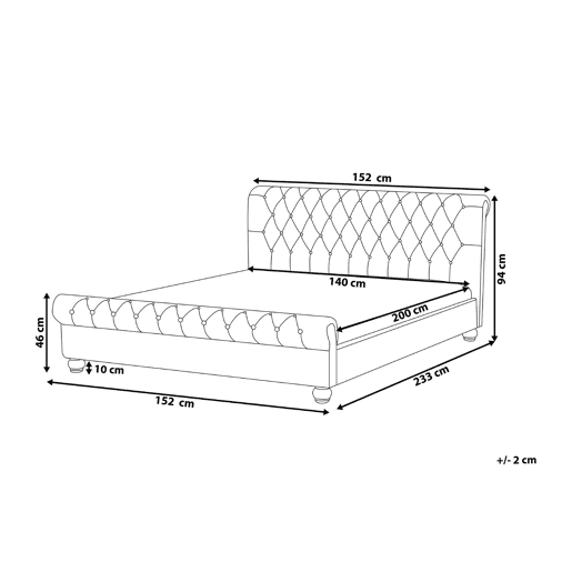 Cama Veludo AVALLON 140 x 200 cm Preto