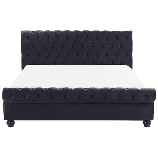 Cama Veludo AVALLON 140 x 200 cm Preto
