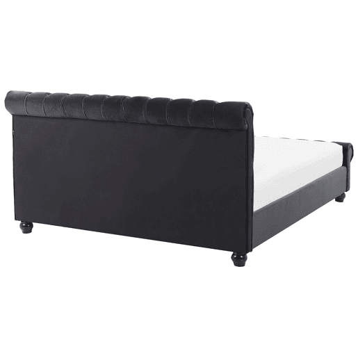 Cama Veludo AVALLON 140 x 200 cm Preto