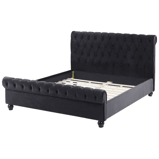 Cama Veludo AVALLON 140 x 200 cm Preto