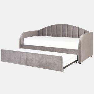 Cama gavetão Veludo EYBURIE 90 x 200 cm Cinzento
