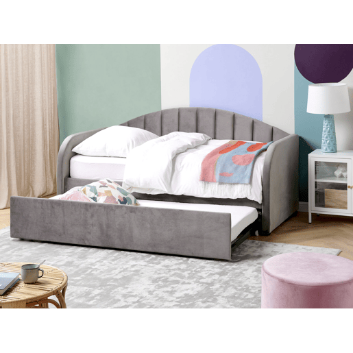 Cama gavetão Veludo EYBURIE 90 x 200 cm Cinzento