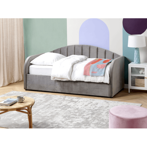 Cama gavetão Veludo EYBURIE 90 x 200 cm Cinzento
