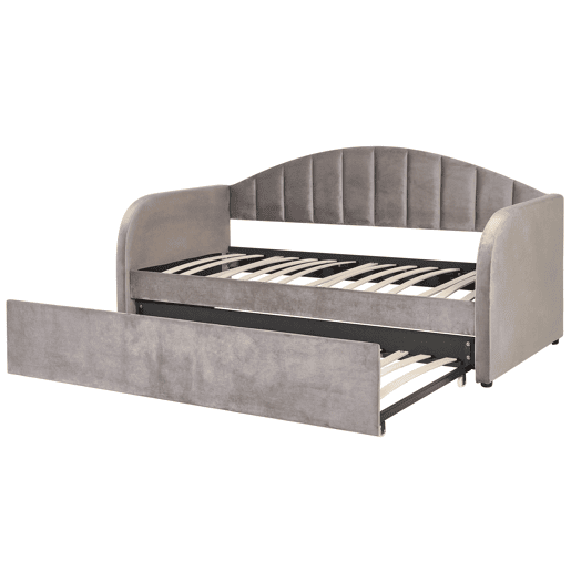 Cama gavetão Veludo EYBURIE 90 x 200 cm Cinzento