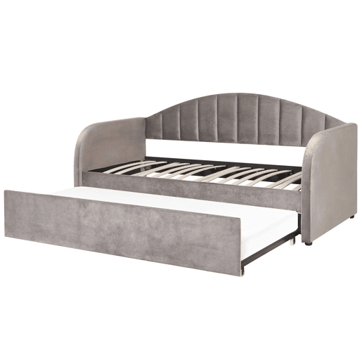 Cama gavetão Veludo EYBURIE 90 x 200 cm Cinzento