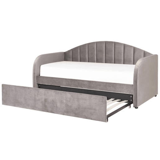 Cama gavetão Veludo EYBURIE 90 x 200 cm Cinzento