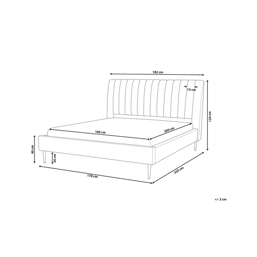 Cama Veludo MARVILLE 160 x 200 cm Rosa pêssego