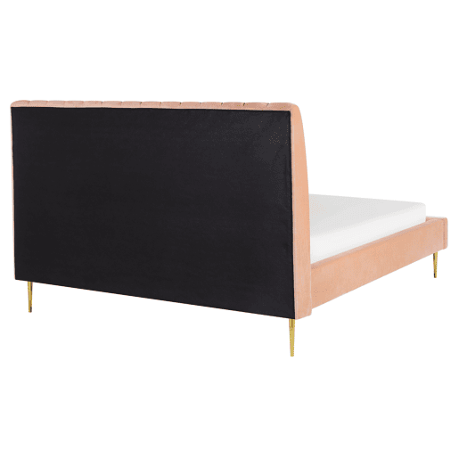 Cama Veludo MARVILLE 160 x 200 cm Rosa pêssego