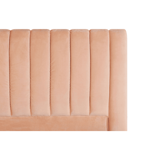 Cama Veludo MARVILLE 160 x 200 cm Rosa pêssego