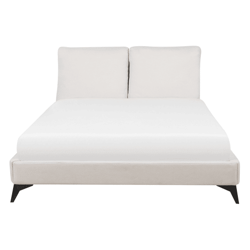 Cama Chenille MELLE 140 x 200 cm Creme claro