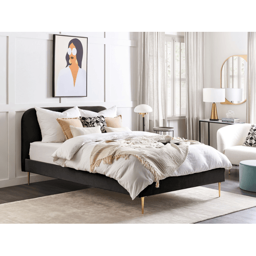 Cama Veludo FLAYAT 160 x 200 cm Preto