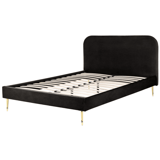 Cama Veludo FLAYAT 160 x 200 cm Preto
