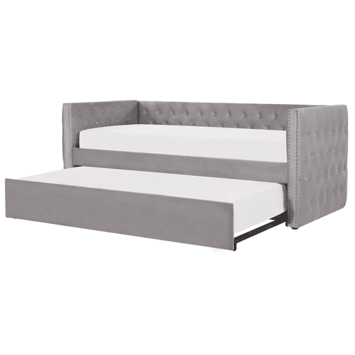 Cama gavetão Veludo GASSIN 90 x 200 cm Cinzento