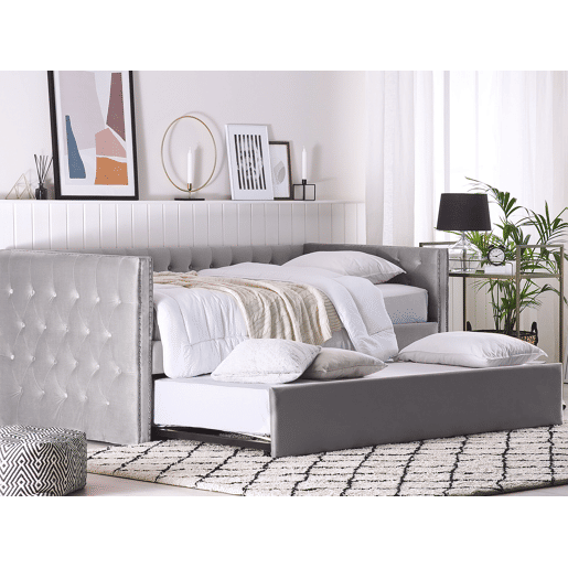 Cama gavetão Veludo GASSIN 90 x 200 cm Cinzento