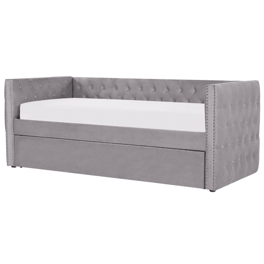 Cama gavetão Veludo GASSIN 90 x 200 cm Cinzento
