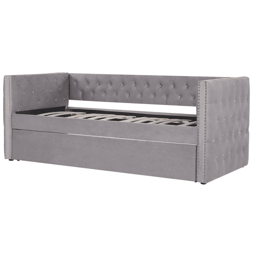Cama gavetão Veludo GASSIN 90 x 200 cm Cinzento